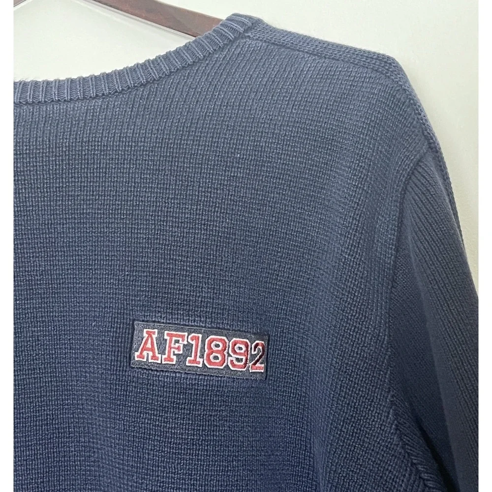 Vintage Abercrombie & Fitch Sweater Boys Large Navy Blue Heavyweight Preppy Y2K‎